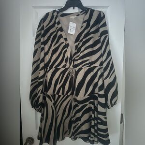 JODIFL Black and Tan Zebra Print Blouse